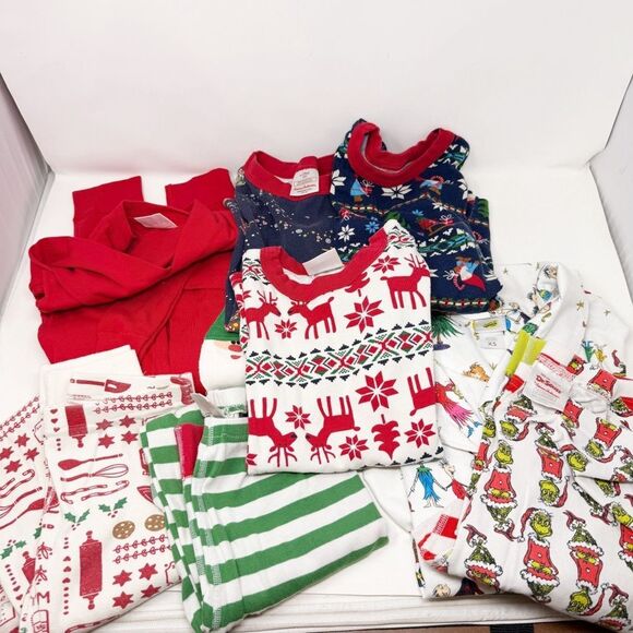 Hannah Andersson Christmas Holiday Kids Unisex Size 12 Pj Set - Picture 1 of 7